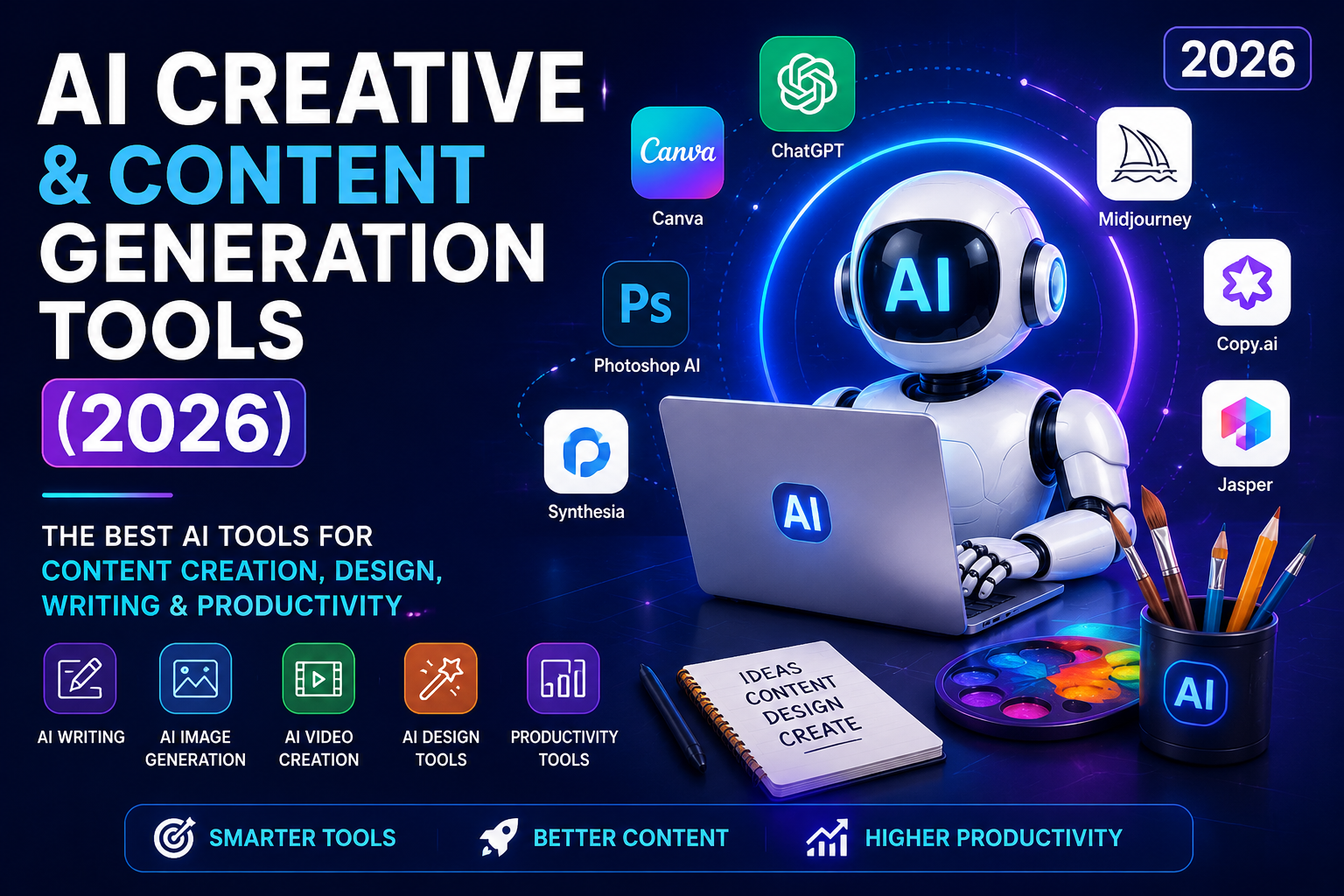AI Creative and Content Generation Tools in 2026 for writing design image creation and productivity
