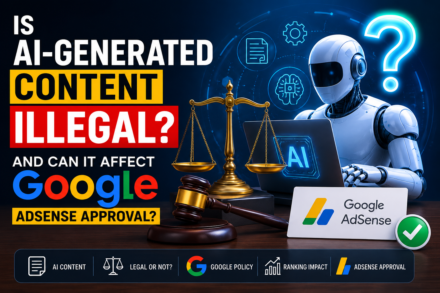 Is AI-generated content illegal and can it affect Google AdSense approval in 2026